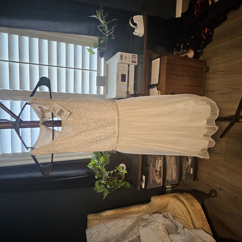 JCPenney White Dress with Silver Details